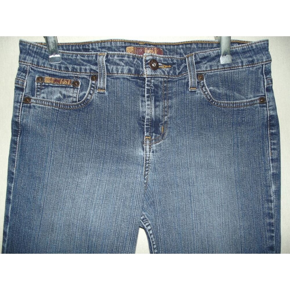 L.E.I. Jeans Junior Size 11 x29"inseam Mid Rise Flare Leg 5-pockets blue stretch - Picture 2 of 10